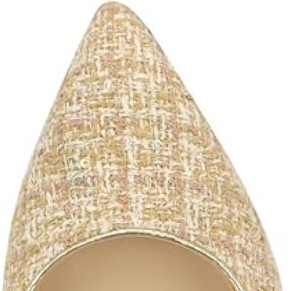 🤍 Nine West “Tatiana” Tweed Pointed-Toe Pumps — Beige/Gold (Size 7.5M) - Picture 5 of 5